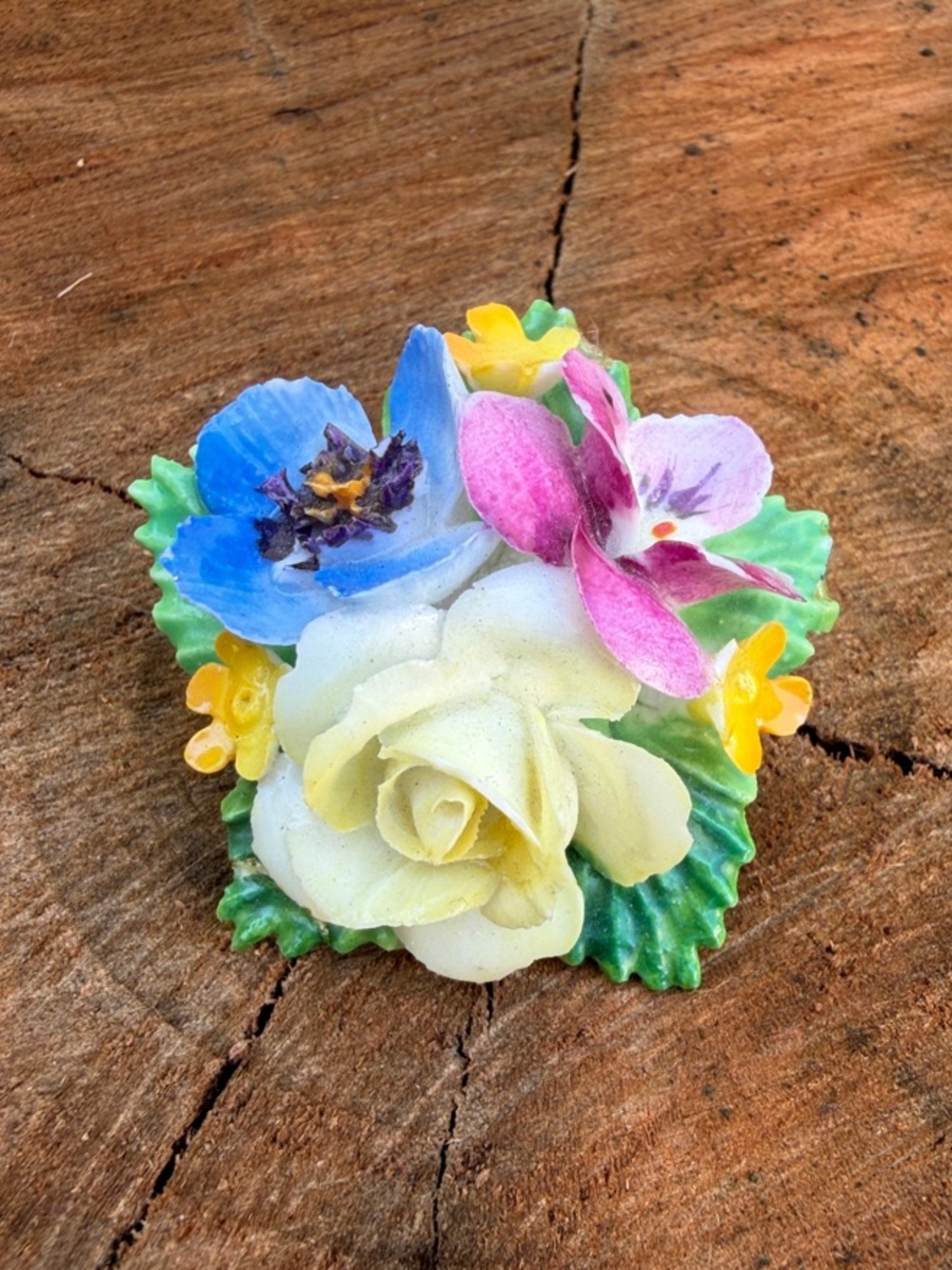 Crown Staffordshire bone china floral brooch
